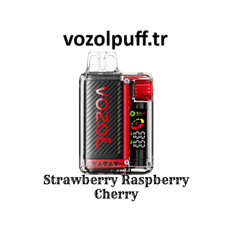 Şeffaf kasa ile dijital ekranlı Strawberry Raspberry Cherry - Vista 20000 Vazol puff