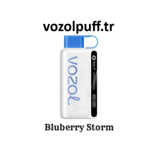 Beyaz vape cihazı mavi detaylarla, Blueberry Storm - Star 12000 Vazol ürününde