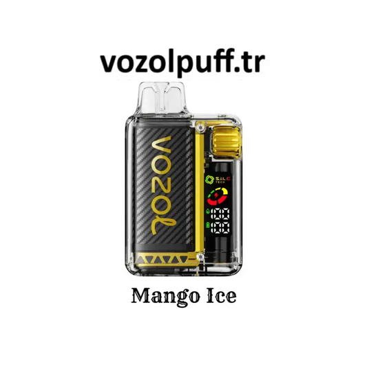 Şeffaf vape cihazı ve dijital ekran, Mango Ice - Vista 20000 Vazol ile
