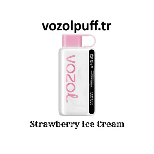 Beyaz pembe detaylı Vazol vape cihazı, Strawberry Ice Cream aromasıyla
