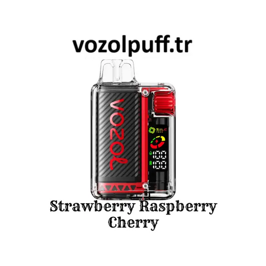 Şeffaf kasa ile dijital ekranlı Strawberry Raspberry Cherry - Vista 20000 Vazol puff
